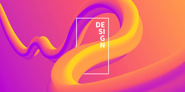 fluid abstraktes design auf violettem farbverlaufshintergrund - blue background orange background purple background light stock-grafiken, -clipart, -cartoons und -symbole