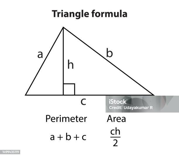 Algebraic Triangle Formulas Triangle Area Formula With Illustration Mathematical Formula Equation ...