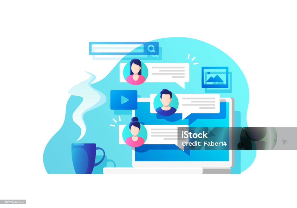 Online Communication Vector Illustration For Mobile And Web Graphics ...