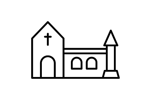 Church building icon. Icon related to monastery, religion, building. Line icon style design. Simple vector design editable