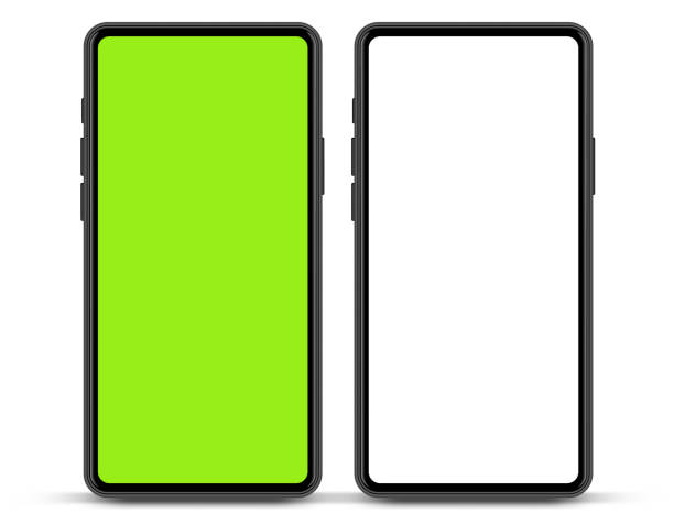 istock 3D realistic high quality smartphone mockup with isolated background. Smart phone mockup collection. Device front view. 3D mobile phone with shadow on white background. 1499445934