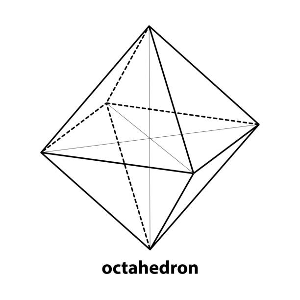 수학적 팔면체 그림입니다. 플랫 스타일의 그림입니다. 벡터 외곽선 - geometric shape pyramid shape three dimensional shape platonic solid stock illustrations