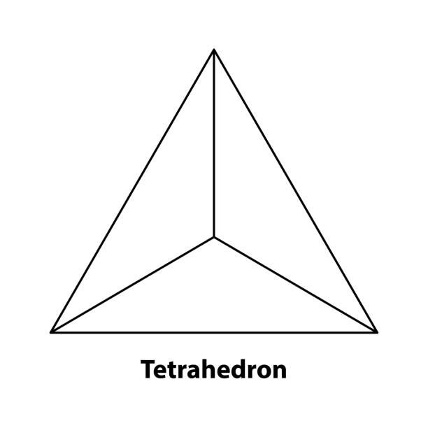 사면체의 기하학 그물. 수학의 3d 입체 모양 - geometric shape pyramid shape three dimensional shape platonic solid stock illustrations