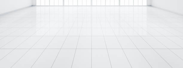 istock 3d rendering of white tile floor for background. 1499450307