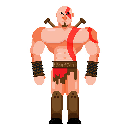 God of war. flat style character isolated on white background.
