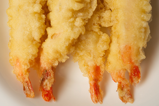 Macrophotography of shrimp tempura.