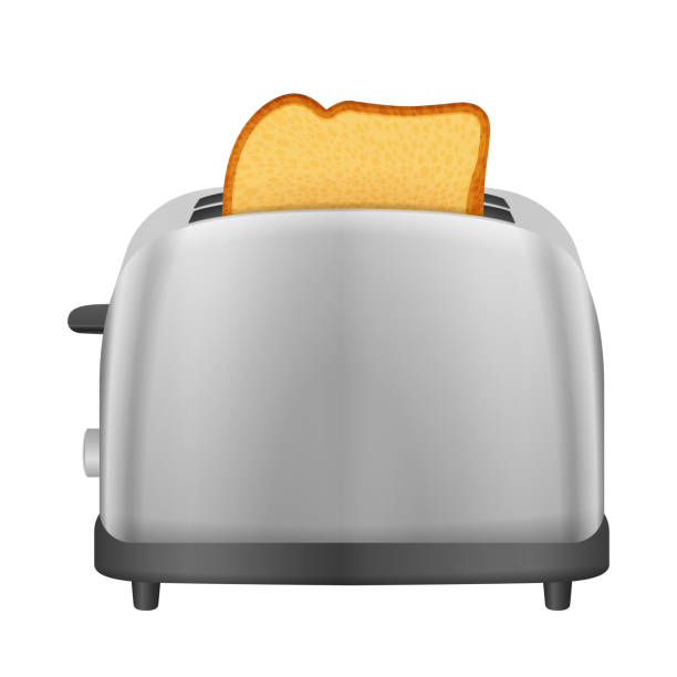 Toaster with bread vector art illustration