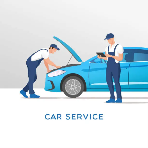 Vector illustration of Auto service and repair. Vector illustration.