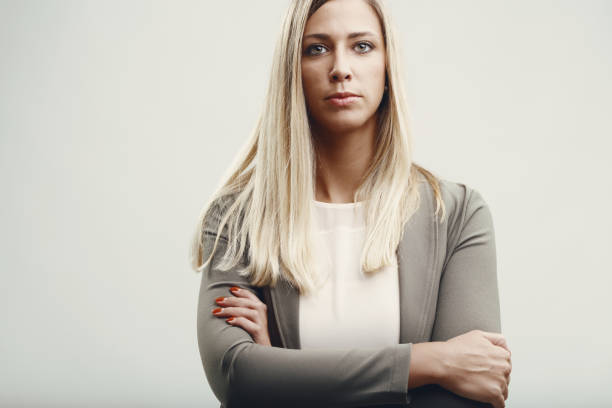istock Blonde woman, serious, pensive, courageous 1499467190