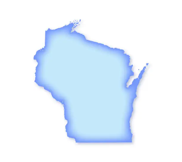 Vector illustration of Wisconsin Soft Blue Vector Map Illustration