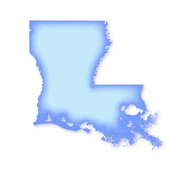 Vector illustration of Louisiana Soft Blue Vector Map Illustration with Lakes