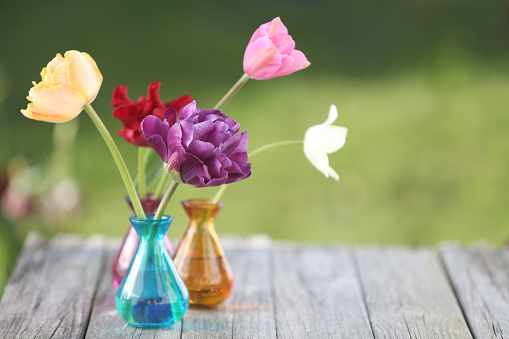 Mega pack of natural and surreal blue, orange, red, turquoise, yellow, white and pink flowers isolated on white. High quality detailed photo