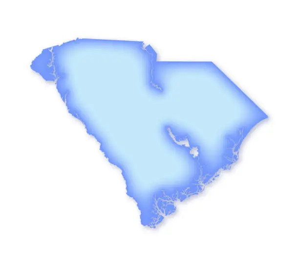 Vector illustration of South Carolina Soft Blue Vector Map Illustration With Lakes