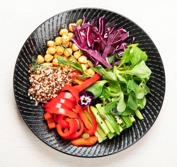 istock Vegan dish, healthy diet. Top view, copy space 1499484234