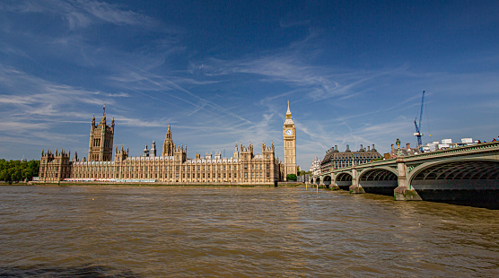 The Houses of Parliament in the Downtown district of London England