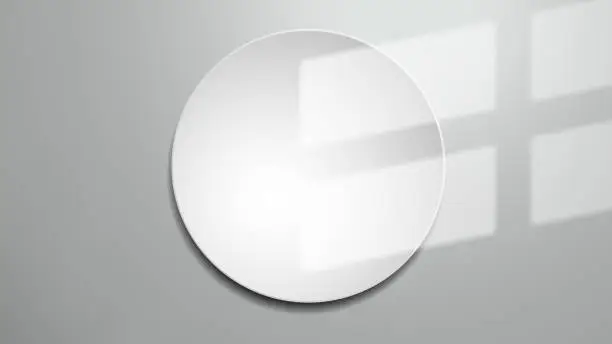 Vector illustration of Window Shadow on Empty White round Frame