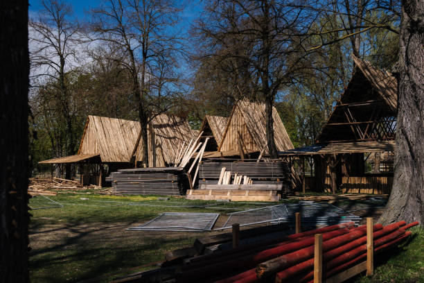 istock Wooden house in forest. Rustic old house 1499493945