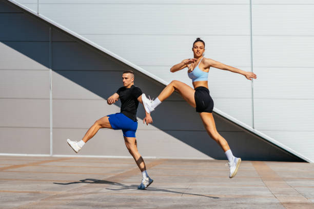 istock Moving forward, jumping and stretching the body side to side 1499497686