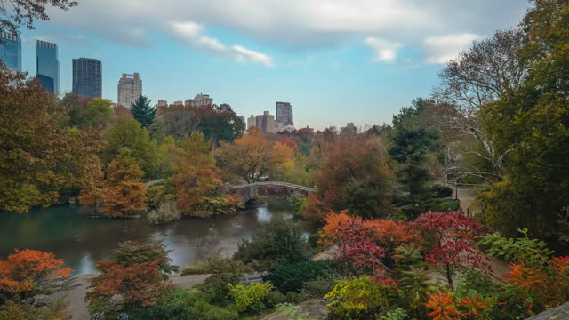 Central Park Lake in the Fall with Full Color