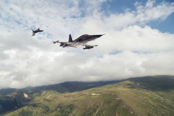 istock Jet fighters flying over Zigana mountains. 1499505646
