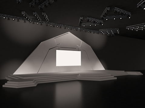 Event Empty Stage In Perspective View With A Rectangular Led Screen For ...