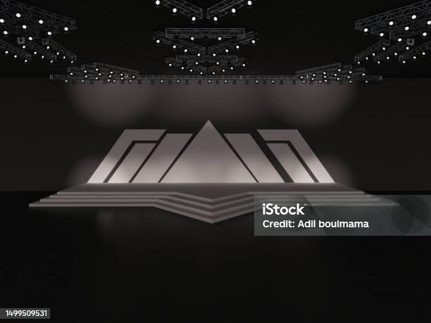 Triangle Stage Layout Event Empty Stage In Front View With A Triangle Backdrop Staging Stairs ...