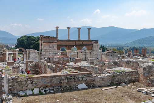 Selcuk, Turkey - April 10, 2023: A picture of the Basilica of Saint John in Selcuk.