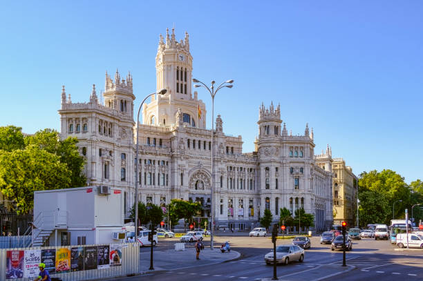 Madrid, Spain- October 30, 2025. View of a water fountain in Plaza de la República Argentina (Argentine Republic Square) at Madrid city, Spain.