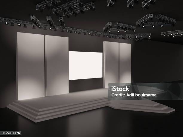 Event Empty Stage With Stairs In Perspective View A Rectangular Led ...