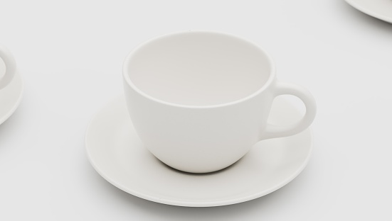 White Cup of coffe on white background