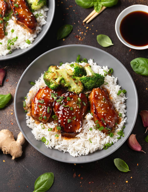 istock Teriyaki Pork Belly with broccoli, spring onion and rice 1499514782