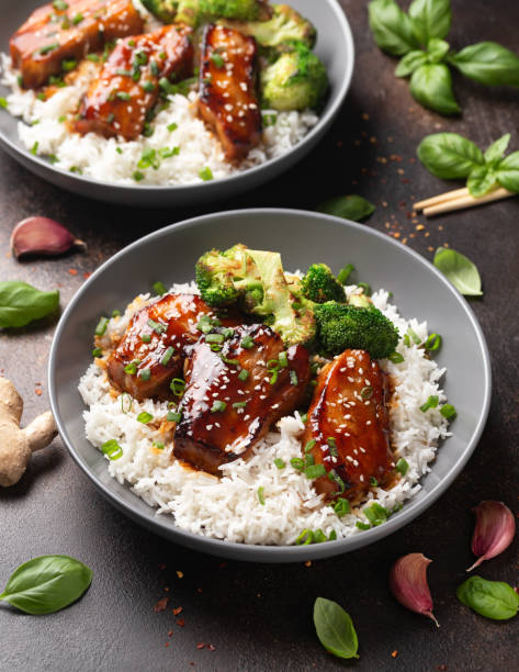 istock Teriyaki Pork Belly with broccoli, spring onion and rice 1499514804