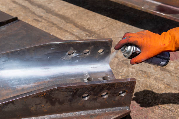 istock The step fourth of doing penetrant testing is step to use Developer spray into the welded to pull the liquid penetrate from the defect for Non-Destructive Testing with process Penetrant Testing(PT) 1499515136