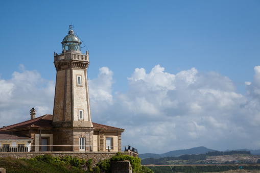 Aviles lighthouse view, Asturias, Spain. Spanish landmark