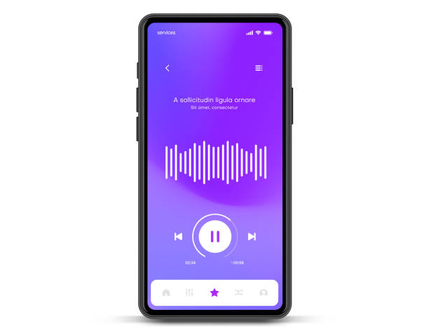 illustrations, cliparts, dessins animés et icônes de interface d’application mobile web pour application de lecteur de musique pour application mobile, entreprise, site web. modèle d’interface graphique ui ux de l’application audio. wireframes de sites web réactifs. kit d’interface utilisateur de c - baladeur