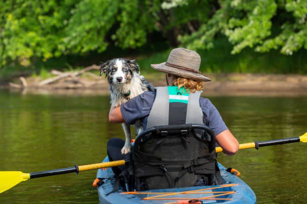 istock Girl & Dog Kayaking Down Rum River in Summer 1499518188