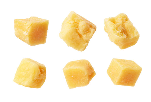 istock Parmesan cheese cubes on white background 1499518429