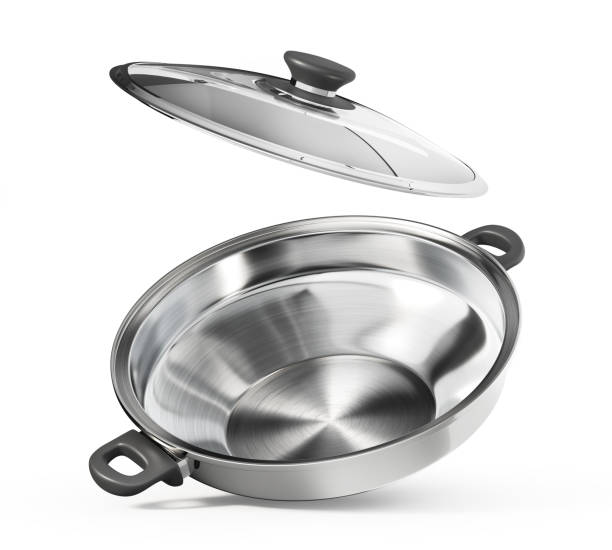 istock Steel frying pan on a white background. 3d illustration 1499519002