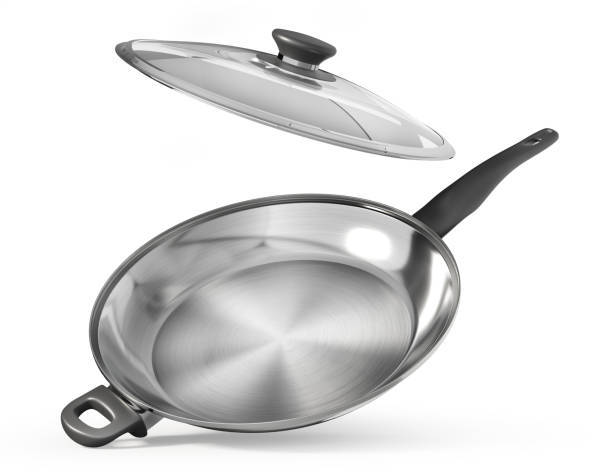 istock Steel frying pan on a white background. 3d illustration 1499519041