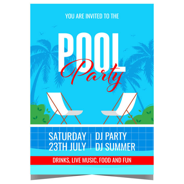 istock Pool party poster or invitation banner for fun and vacation. 1499530810