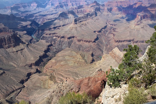 A scenic view of the Grand Canyon from an elevated vantage point