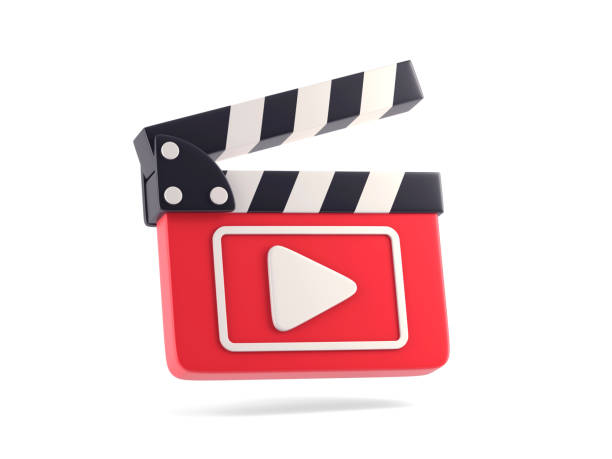 Movie clapper on blue background. 3d illustration