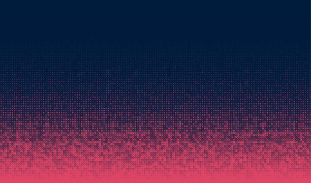 ilustrações, clipart, desenhos animados e ícones de tela digital de pixels de seta descendente vermelha - criação digital