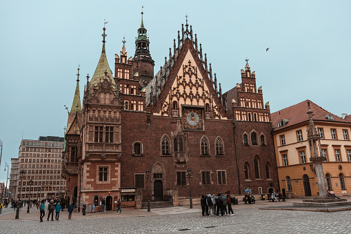 Wroclaw, Poland - 03.30.2023: Town Hall and Market Square