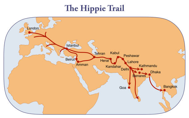 der hippie-trail - india map sri lanka pakistan stock-grafiken, -clipart, -cartoons und -symbole