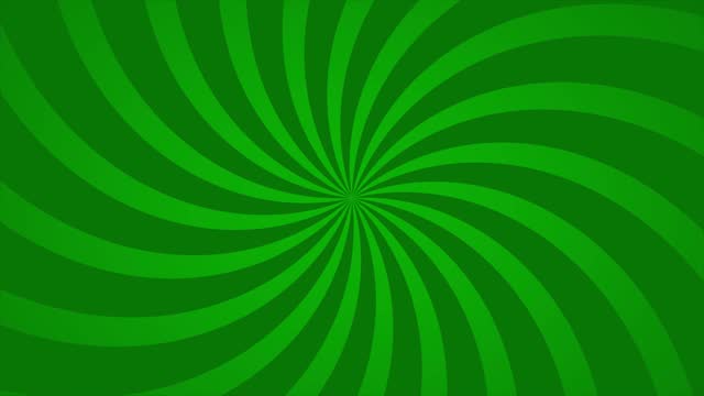 Abstract animation loop background spiral lines rotate in green cartoon comic style.