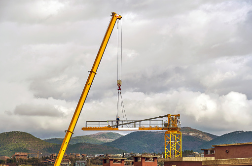 Dismantling of a large construction crane.