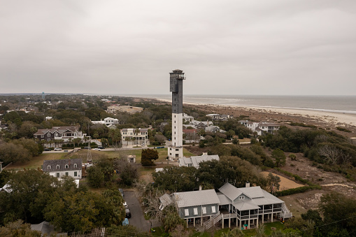 The modern monolithic Sullivan's Island Lighthouse, the last major lighthouse built by the federal government, resembles an air traffic control tower more than a traditional lighthouse.