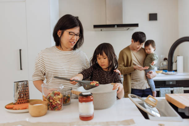 istock Asian parents and two kids in the kitchen 1499582159