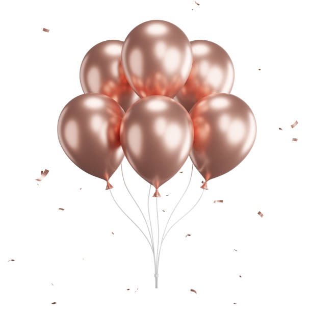 istock 3d render of pink balloons with confetti flying. 1499582496
